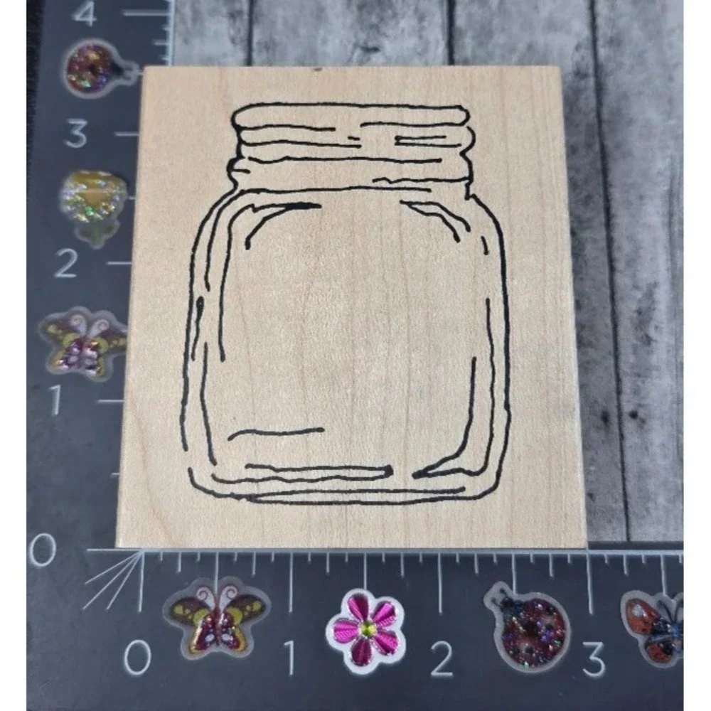 Judith Glass Jar Sketch M-01 Outline Rubber Stamp Wood #E77